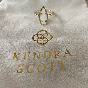 Kendra Scott 14k gold ring with white stone